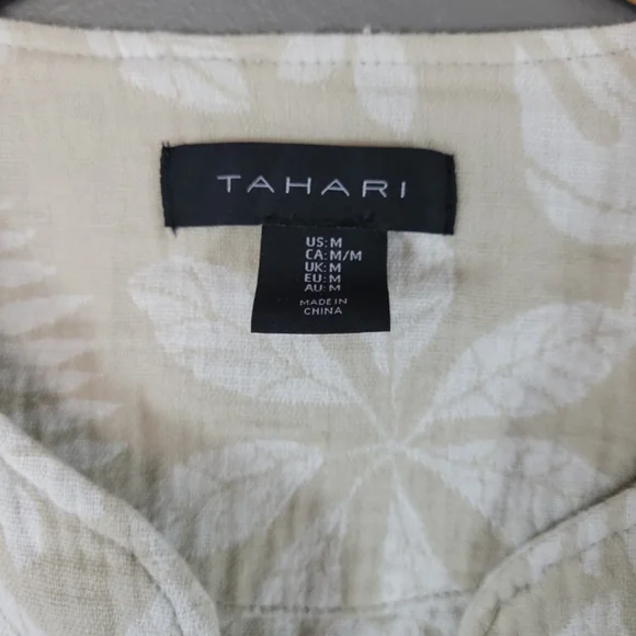 Tahari Linen Blend Tropical Print Blazer Size M - Picture 4 of 5